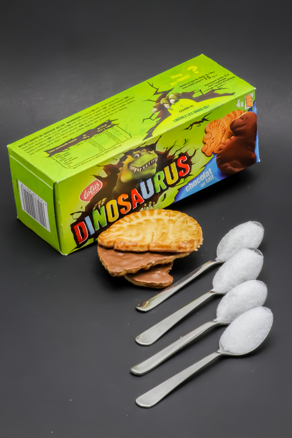 3 Dinosaurus de Lotus contiennent 3,3 cuil. à café de sucre soit 18g