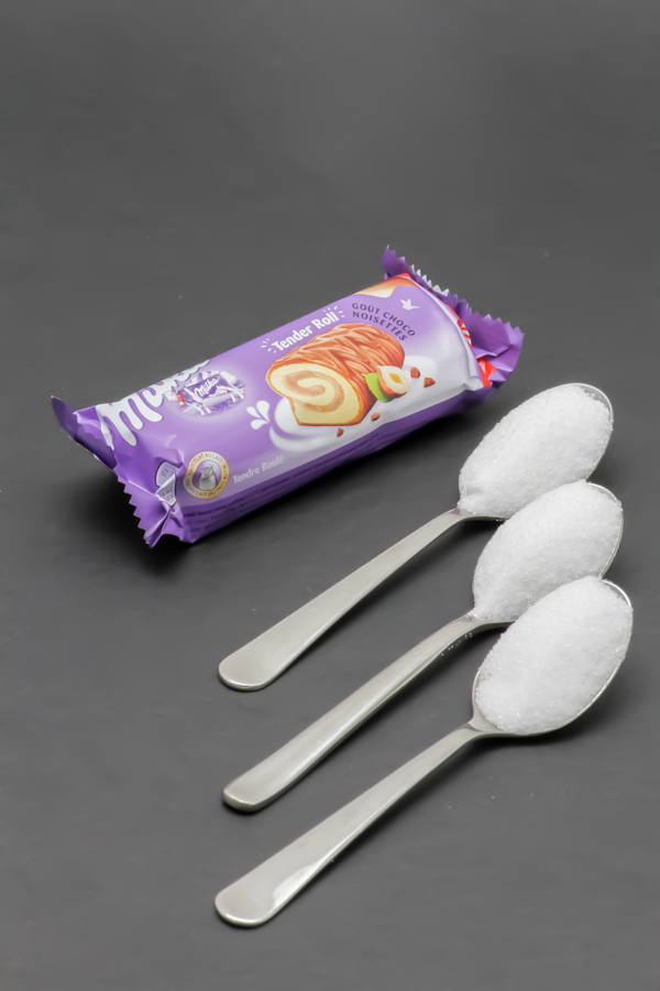 1 Tender Roll de Milka contient 2,8 cuil. à café de sucre soit 14g